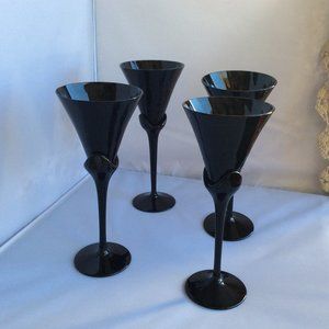 Black Glass Champagne Glasses (4)
